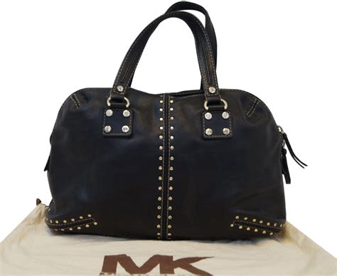 michael kors black gold studded guitar universal leather handbag strap|Michael Kors astor shoulder bag.